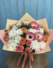 Букет цветов из:  Розы, Герберы и Хризантемы #REPLACE_PRED# Краснознаменске Калининградской области