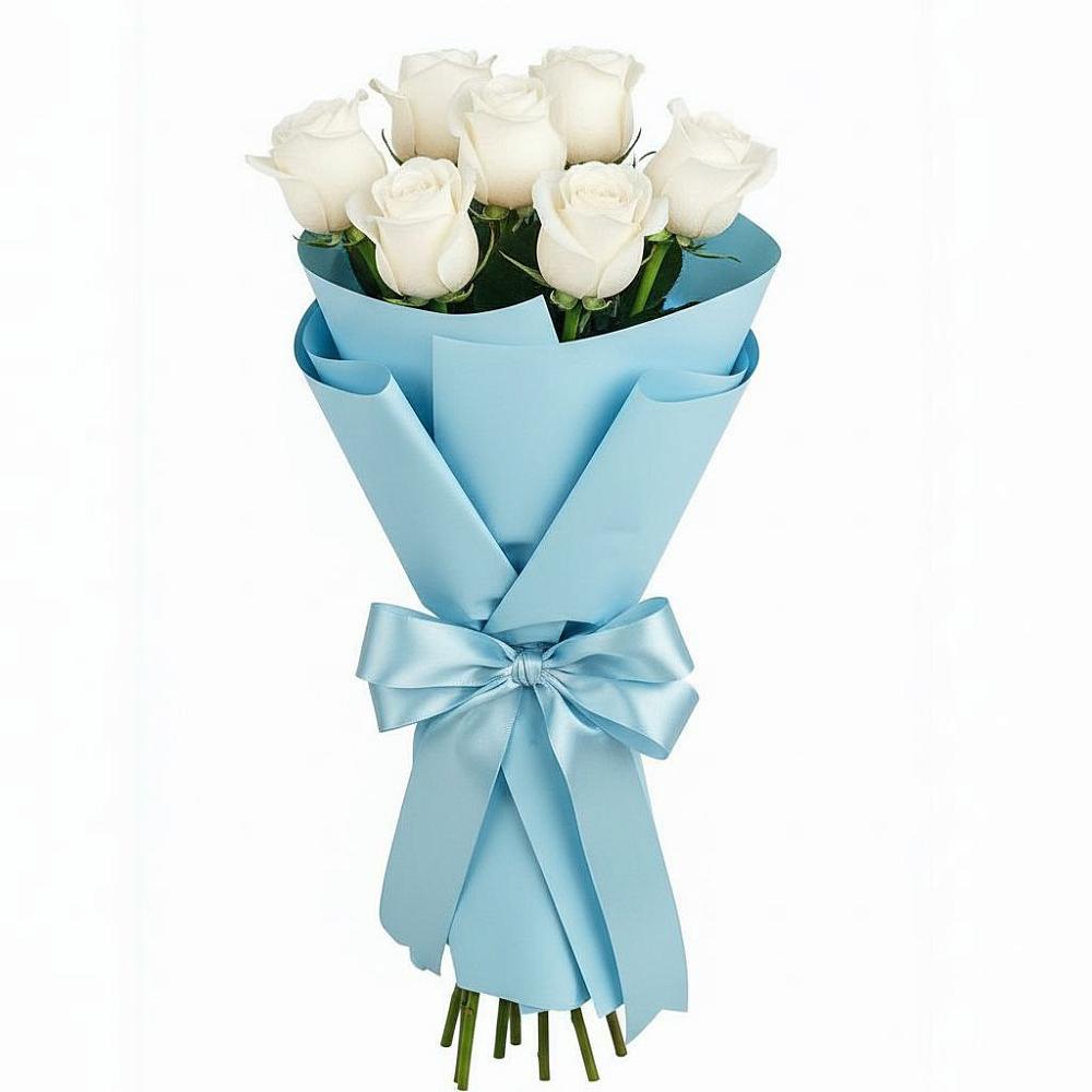 Букет 7 белых роз Проуд в Краснознаменске Калининградской области