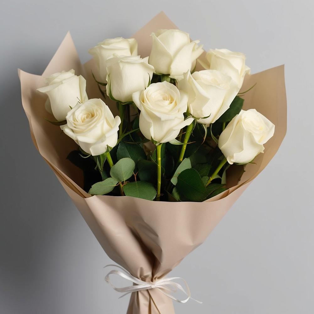 Букет 9 Белых роз Эдлесс Лав в Краснознаменске Калининградской области