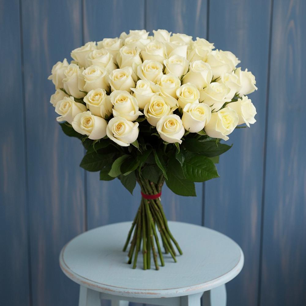 Букет 51 Белая роза Эдлесс Лав в Краснознаменске Калининградской области