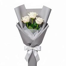 Букет 3 белые розы #REPLACE_PRED# Краснознаменске Калининградской области