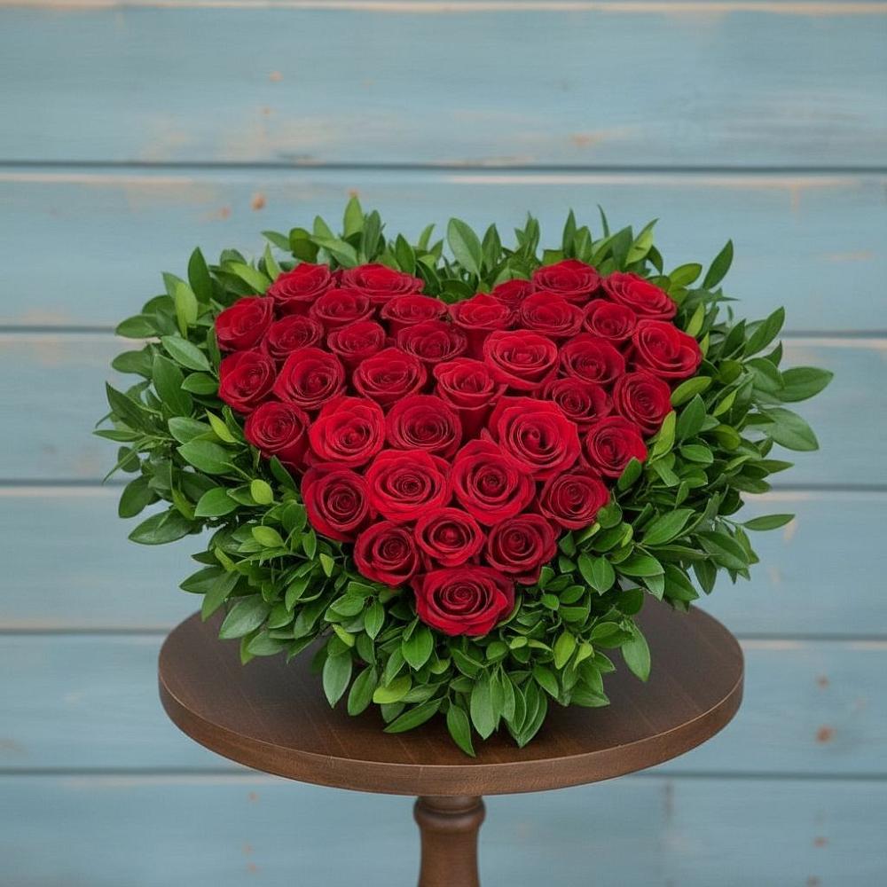 Цветочная композиция из Розы в виде сердца в Краснознаменске Калининградской области