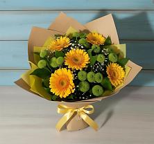 Букет цветов из:  Герберы и Хризантемы в Краснознаменске Калининградской области
