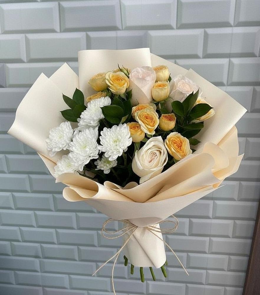 Букет цветов из: Розы и Хризантемы в Краснознаменске Калининградской области