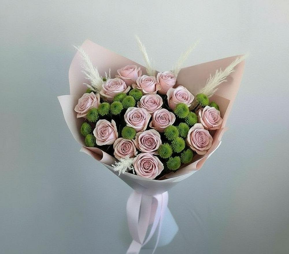 Букет цветов из: Розы и Хризантемы в Краснознаменске Калининградской области