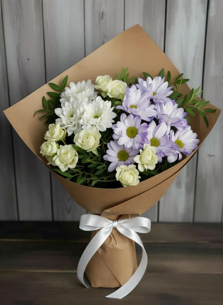 Букет цветов из: Хризантемы и Розы в Краснознаменске Калининградской области